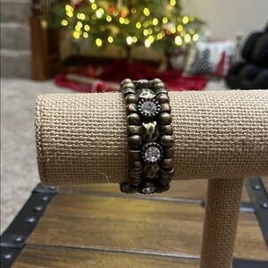 Bronze Beaded Bracelet with Rhinestones